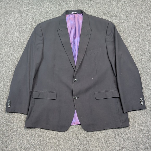 Sean John Y2K Modern Blazer 48R Black Micro Check Purple Lining Streetwear Suit — photo 2